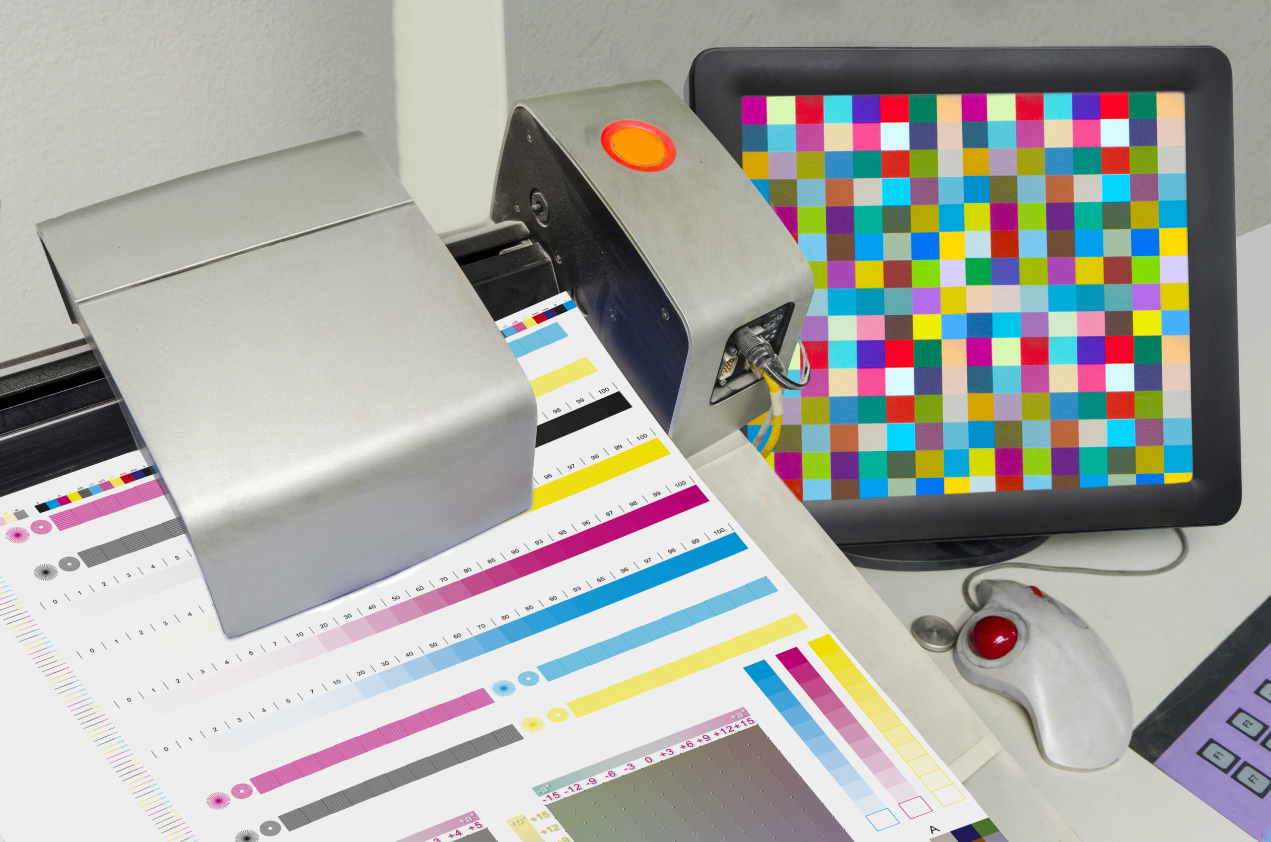 Printing,Press,Color,Management,Control,Unit.,Display,Of,Spectrophotometer,Measured